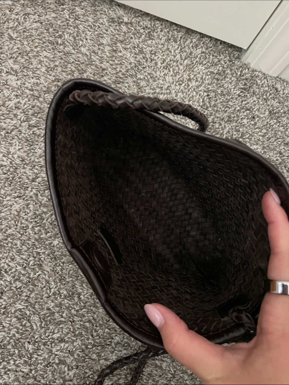 Madewell Dark Brown Woven Leather Shoulder Bag - Picture 4 of 7